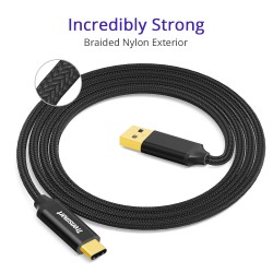 Tronsmart CPP10 Braided Nylon USB-C to USB-A 2.0 Charging & Syncing Cable (1 Feet*1, 3.3 Feet*1, 6 Feet*1/3 Pack)